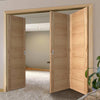 Three Folding Doors & Frame Kit - Carini 7 Panel Flush Oak 2+1 - Prefinished