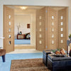 Four Folding Doors & Frame Kit - Carini 5 Pane Oak 3+1 - Clear Glass - Prefinished