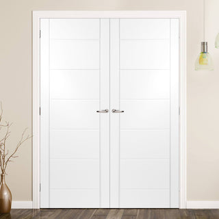 Image: Carolina Lightly Grained Internal PVC Panel Door Pair