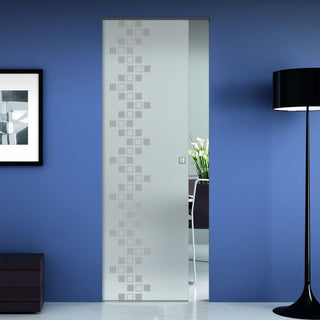 Image: Carrington 8mm Obscure Glass - Obscure Printed Design - Single Absolute Pocket Door