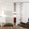 Single Glass Sliding Door - Carrington 8mm Obscure Glass - Clear Printed Design - Planeo 60 Pro Kit