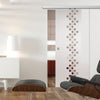Single Glass Sliding Door - Carrington 8mm Obscure Glass - Clear Printed Design - Planeo 60 Pro Kit