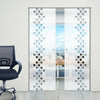 Carrington 8mm Obscure Glass - Clear Printed Design - Double Absolute Pocket Door