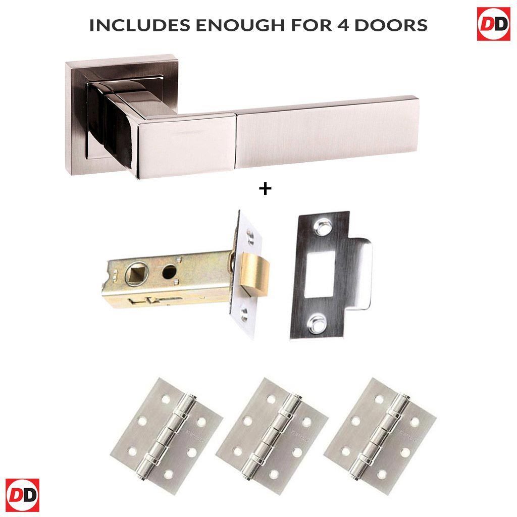 Four Pack Senza Pari Casalli Lever on Square Rose - Satin Nickel Handle