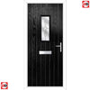 Cottage Style Catalina 1 Composite Front Door Set with Flair Glass - Shown in Black