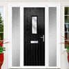Cottage Style Catalina 1 Composite Front Door Set with Double Side Screen - Flair Glass - Shown in Black