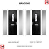 Cottage Style Catalina 1 Composite Front Door Set with Double Side Screen - Flair Glass - Shown in Black