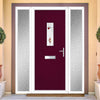 Cottage Style Catalina 1 Composite Front Door Set with Double Side Screen - Kupang Red Glass - Shown in Purple Violet