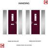Cottage Style Catalina 1 Composite Door Set with Double Side Screen - Kupang Red Glass - Shown in Purple Violet