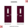 Cottage Style Catalina 1 Composite Front Door Set with Kupang Red Glass - Shown in Purple Violet