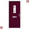 Cottage Style Catalina 1 Composite Front Door Set with Kupang Red Glass - Shown in Purple Violet