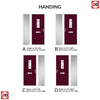 Cottage Style Catalina 1 Composite Front Door Set with Single Side Screen - Kupang Red Glass - Shown in Purple Violet