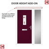 Cottage Style Catalina 1 Composite Front Door Set with Single Side Screen - Kupang Red Glass - Shown in Purple Violet