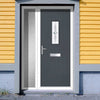 Cottage Style Catalina 1 Composite Front Door Set with Single Side Screen - Pusan Glass - Shown in Slate Grey
