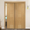 Two Sliding Doors and Frame Kit - Catalonia Flush Oak Door - Prefinished