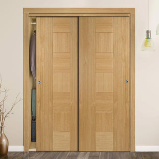 Image: Bespoke Catalonia Flush Oak Door - 2 Door Wardrobe and Frame Kit - Prefinished