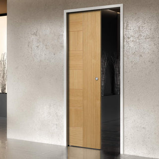 Image: Bespoke Catalonia Flush Oak Single Pocket Door - Prefinished