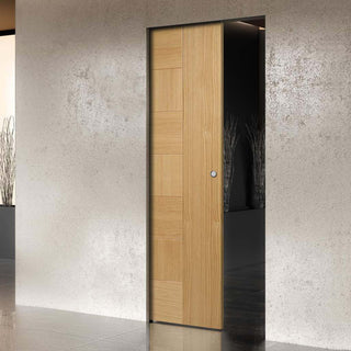 Image: Bespoke Catalonia Flush Oak Single Frameless Pocket Door - Prefinished