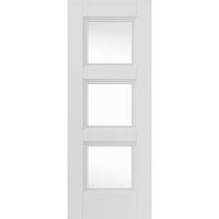J B Kind White Classic Catton Primed Door Pair - Clear Glass