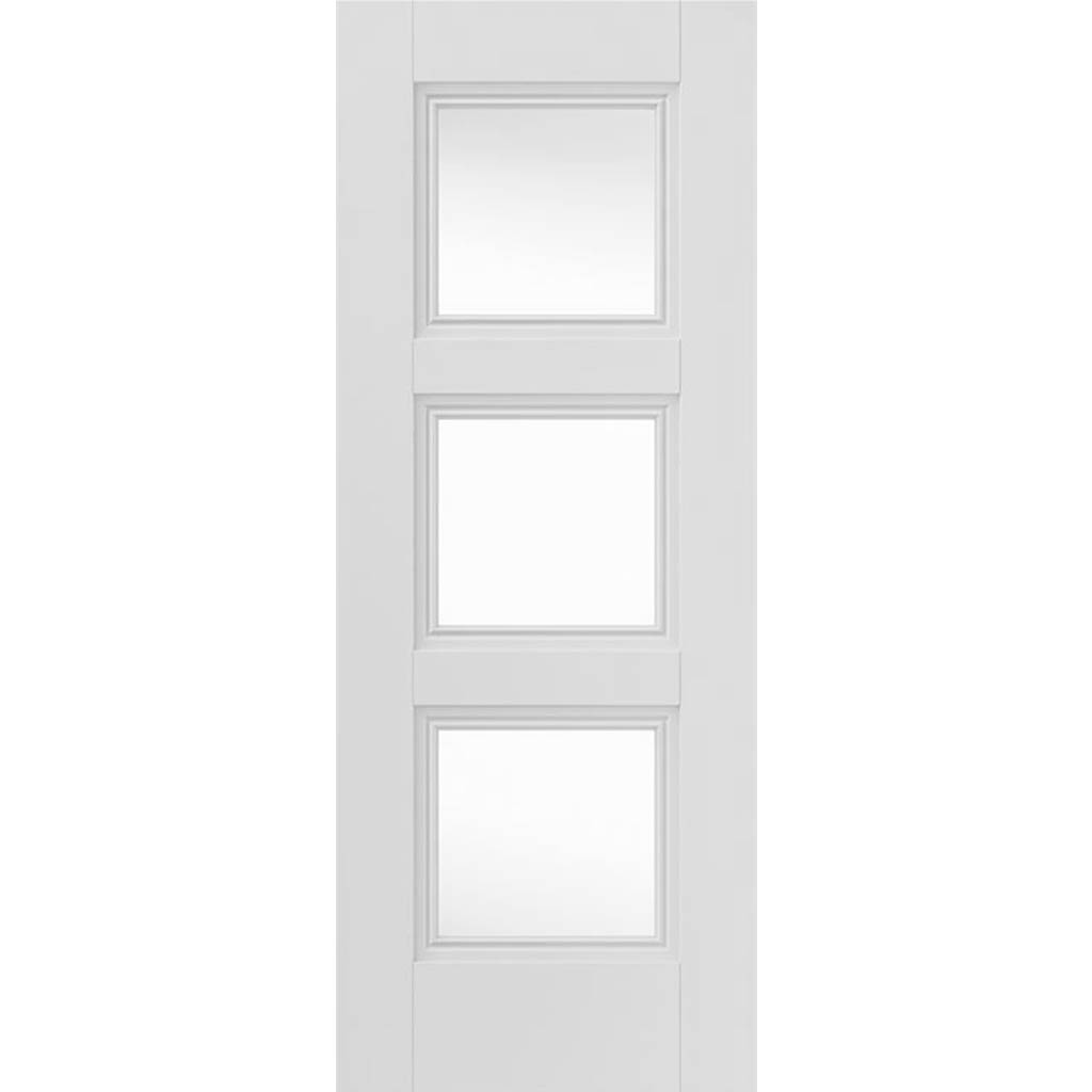 J B Kind White Classic Catton Primed Door Pair - Clear Glass