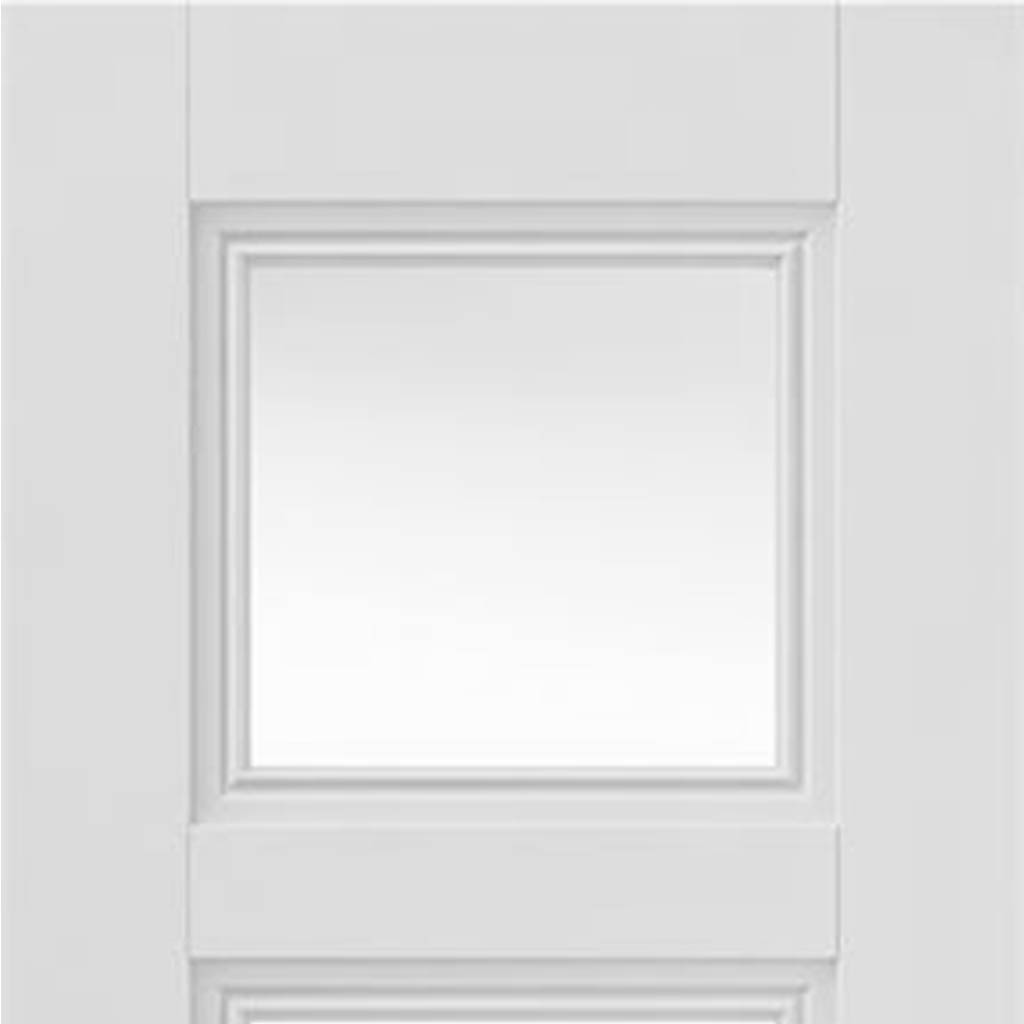 J B Kind White Classic Catton Primed Door Pair - Clear Glass