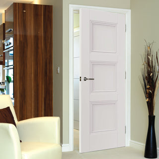 Image: J B Kind White Classic Catton Panel Primed Fire Door - 1/2 Hour Fire Rated
