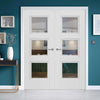 J B Kind White Classic Catton Primed Door Pair - Clear Glass