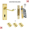 DL54 Victorian Scroll Suite Lever Lock Polished Brass Handle Pack