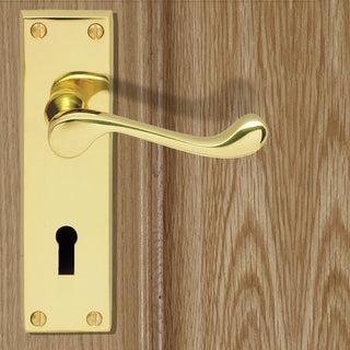 Image: CBS54 Victorian Scroll Lever Lock Door Handles - 3 Finishes