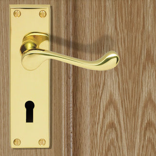 Image: CBS54 Victorian Scroll Lever Lock Door Handles - 3 Finishes