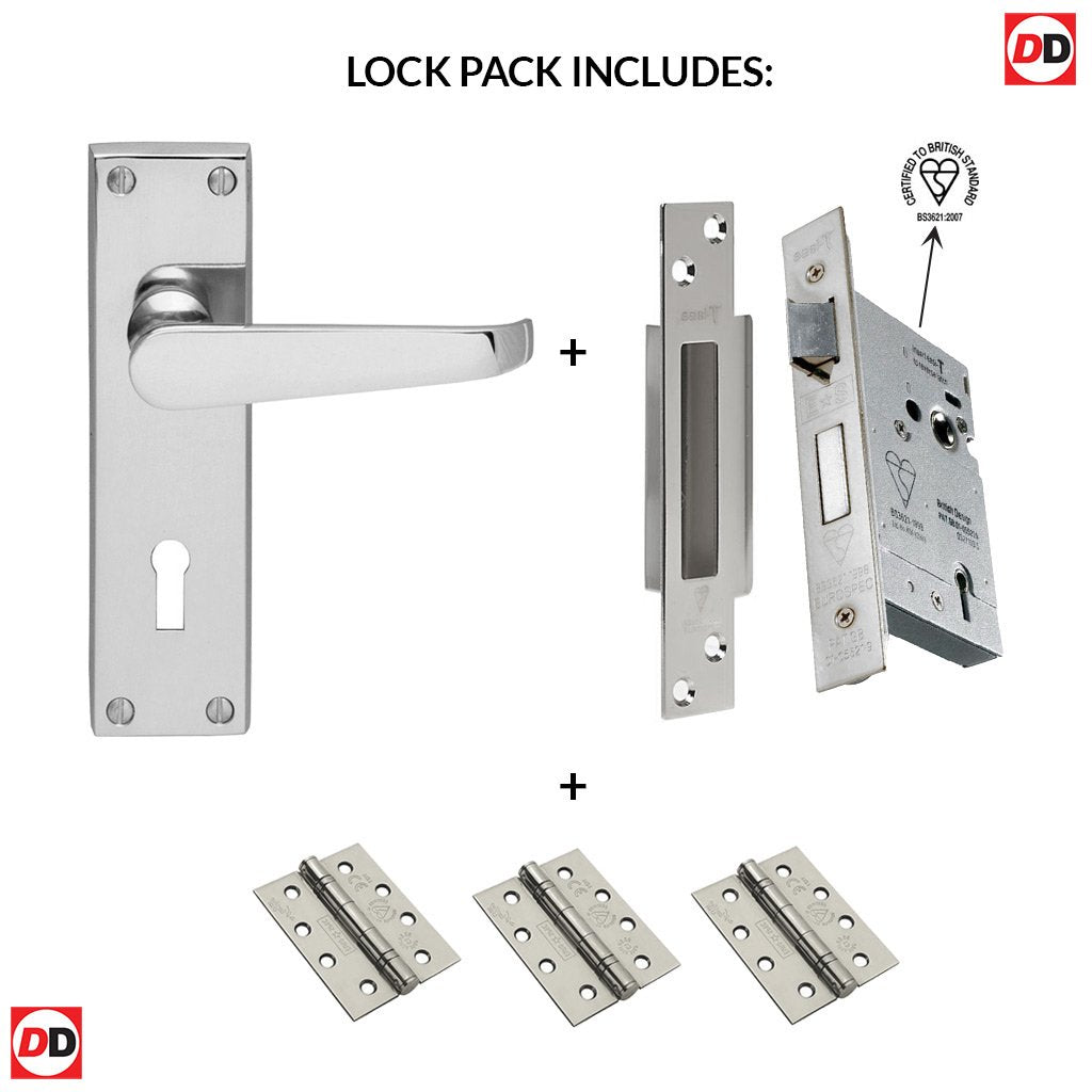 M30 Victorian Suite Lever Lock Polished Chrome Handle Pack