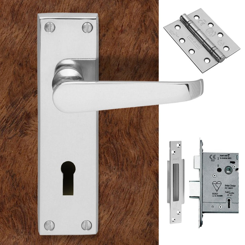 CBV30 Victorian Suite Lever Lock Polished Chrome Handle Pack