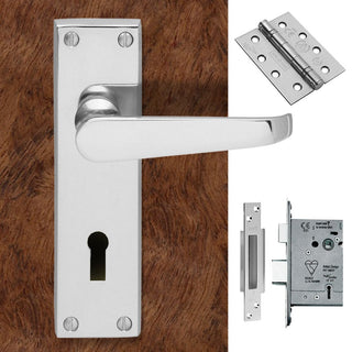 Image: CBV30 Victorian Suite Lever Lock Polished Chrome Handle Pack