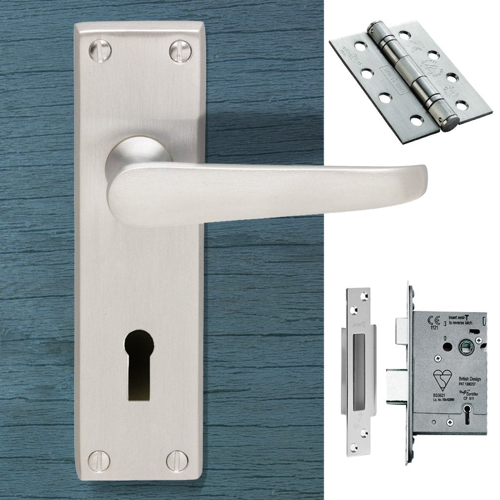 CBV30 Victorian Suite Lever Lock Satin Chrome Handle Pack