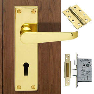 Image: CBV30 Victorian Suite Lever Lock Brass Handle Pack