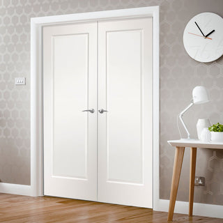 Image: Simpli Double Door Set - Cesena White 1 Panel Door - Prefinished
