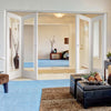 Four Folding Doors & Frame Kit - Cesena White 1 Pane 2+2 - Clear Bevelled Glass - Prefinished
