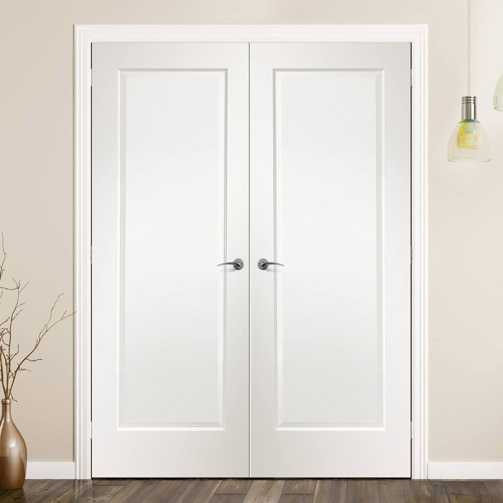 FD30 Fire Pair, Cesena White Panelled Door Pair - 30 Minute Rated - Prefinished
