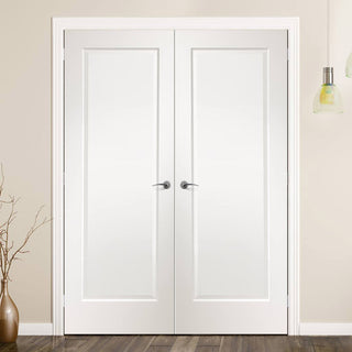 Image: FD30 Fire Pair, Cesena White Panelled Door Pair - 30 Minute Rated - Prefinished