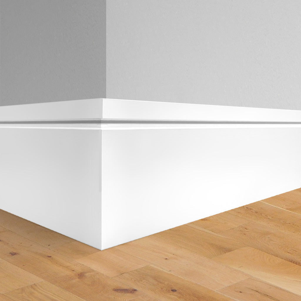 LPD; Single Groove White Primed Skirtings on Solid Core - Not decorated