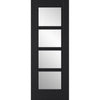 Vancouver Charcoal Black 4L Door - Raised Mouldings - Clear Glass - Prefinished