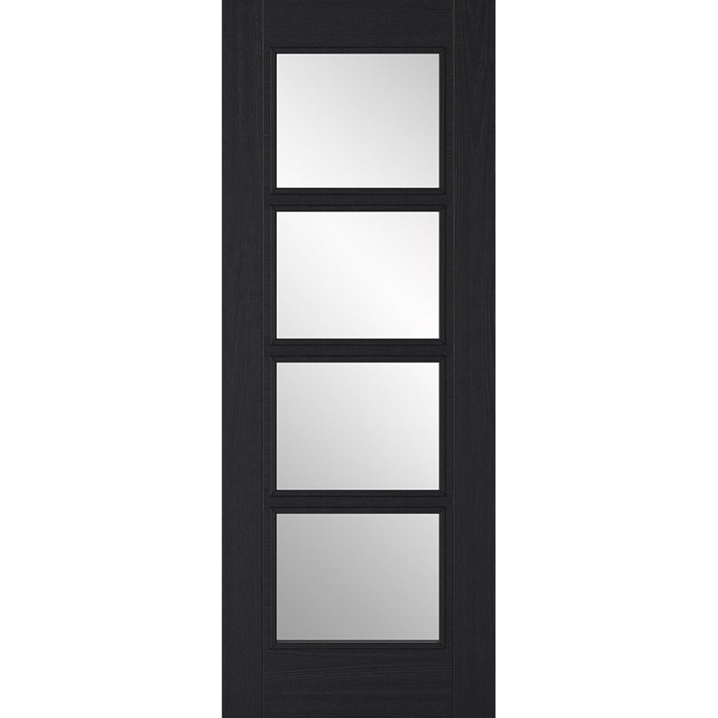 Vancouver Charcoal Black 4L Door - Raised Mouldings - Clear Glass - Prefinished