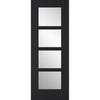 Vancouver Charcoal Black 4L Door Pair - Raised Mouldings - Clear Glass - Prefinished