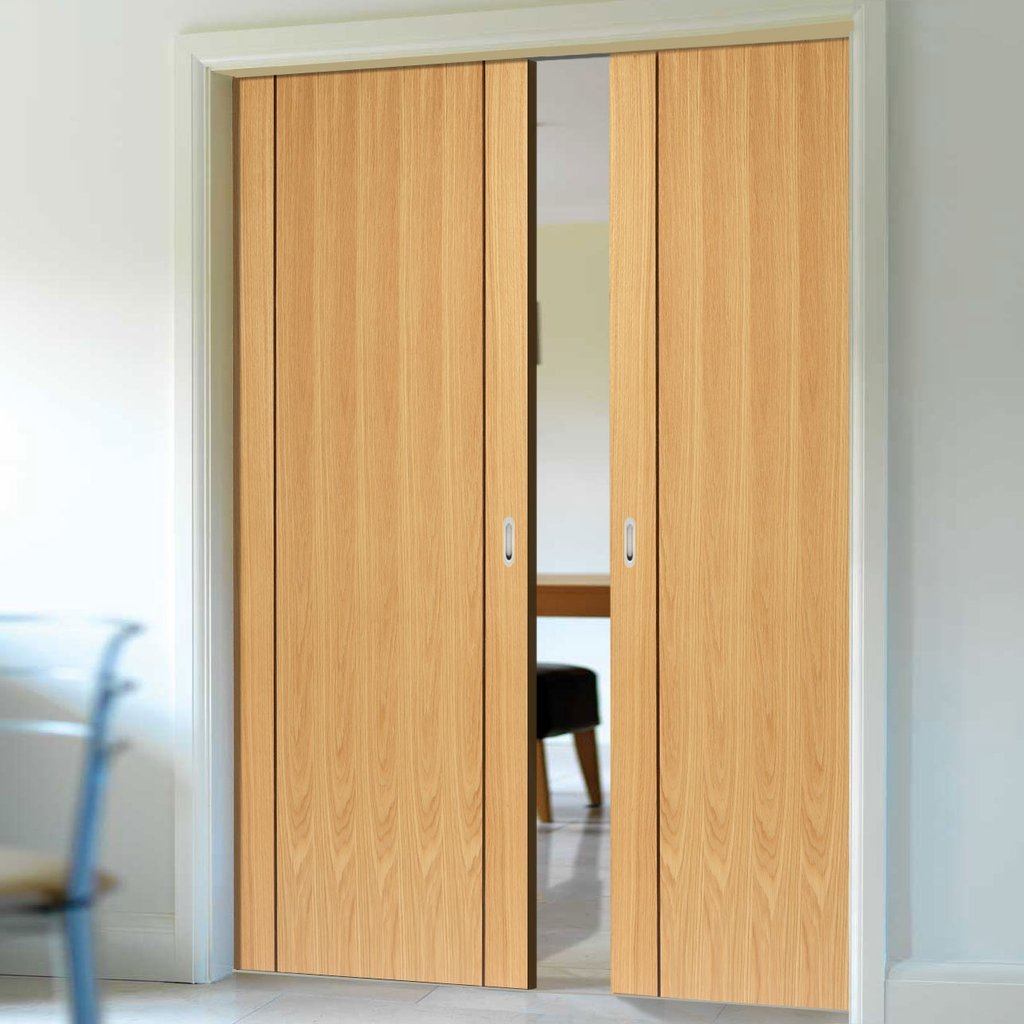 Chartwell Oak Double Evokit Pocket Doors - Prefinished