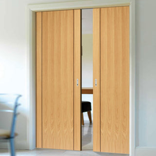 Image: Chartwell Oak Double Evokit Pocket Doors - Prefinished