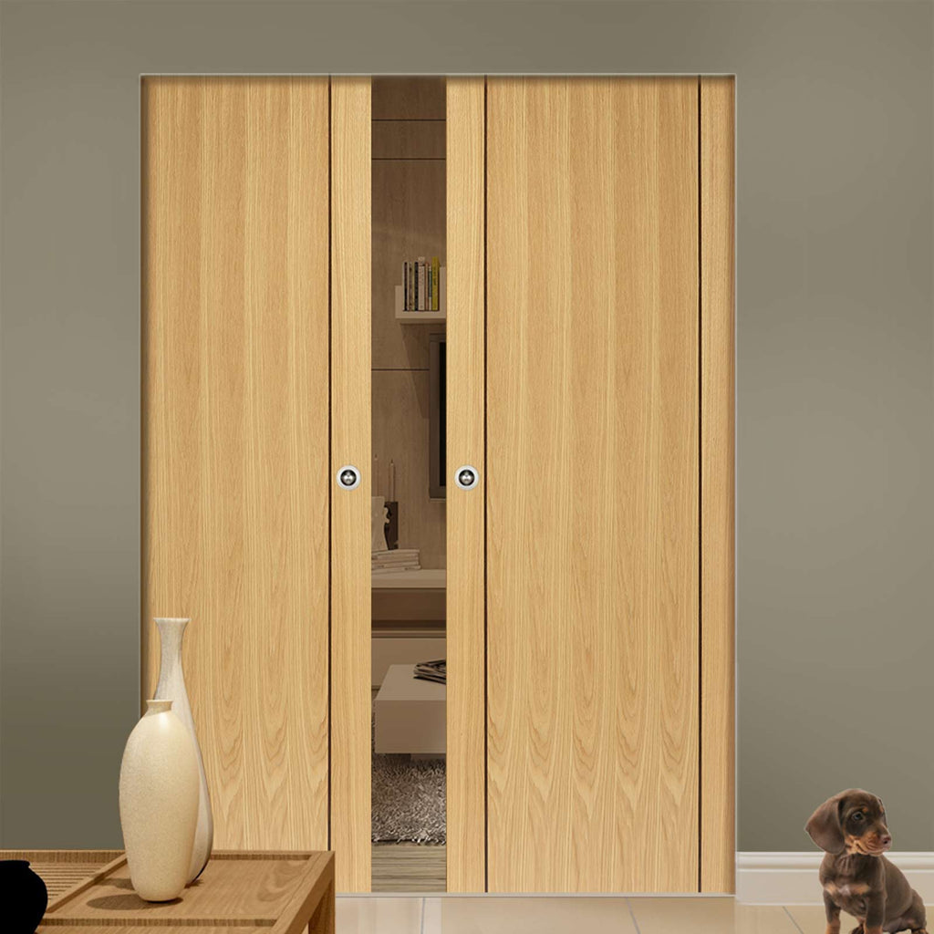 Chartwell Oak Absolute Evokit Double Pocket Doors - Prefinished