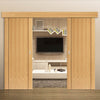 Double Sliding Door & Wall Track - Chartwell Flush Oak Doors - Prefinished