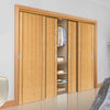 Four Sliding Wardrobe Doors & Frame Kit - Chartwell Flush Oak Door - Prefinished