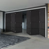 Six Folding Doors & Frame Kit - Chelsea 4 Panel 3+3 - Black Painted - Prefinished