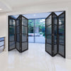 Six Folding Doors & Frame Kit - Chelsea 4 Pane Black Primed 3+3 - Tinted Glass